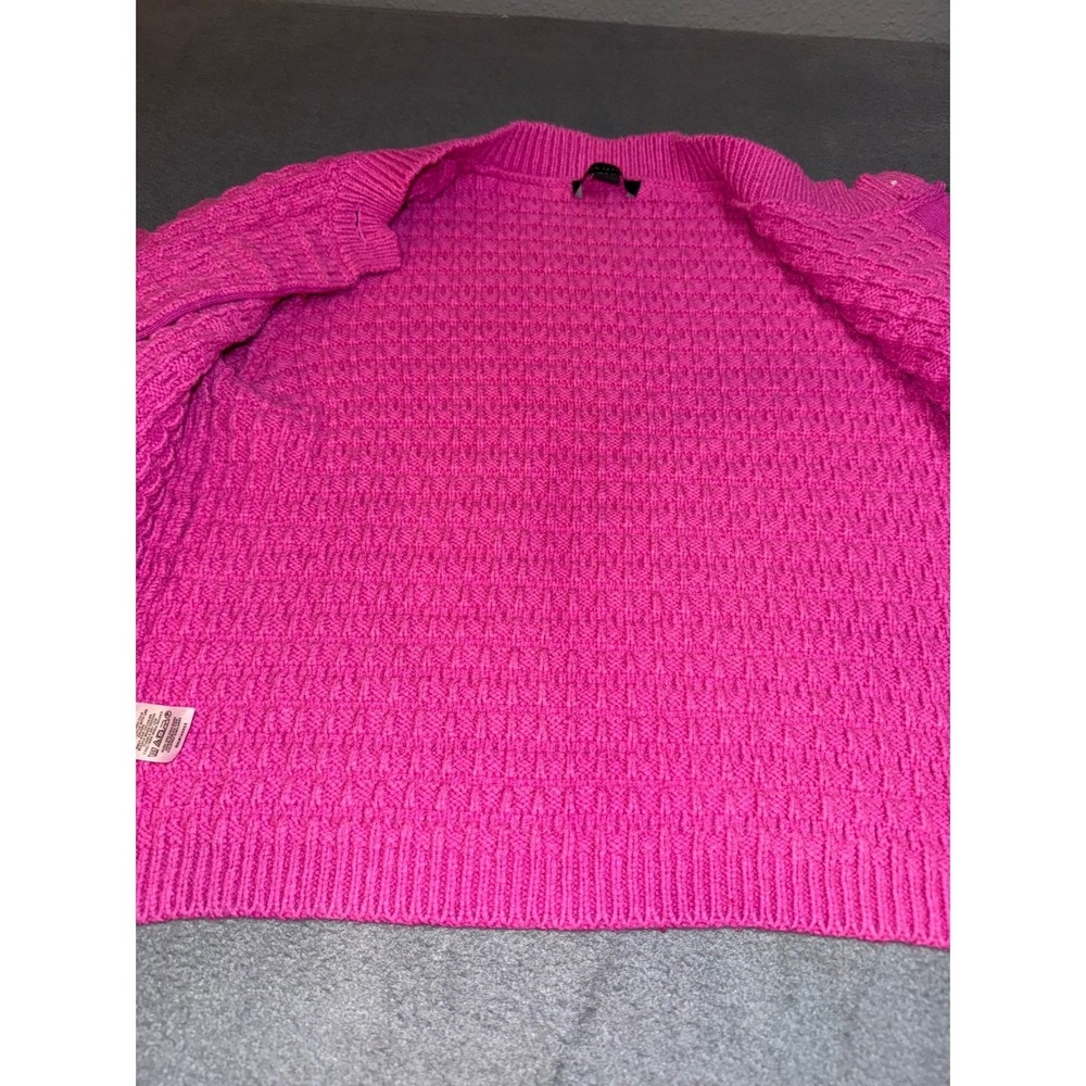 Ann Taylor Hot Pink waffle Knit Cardigan  button front  Grandmacore Cottage L - Picture 11 of 13